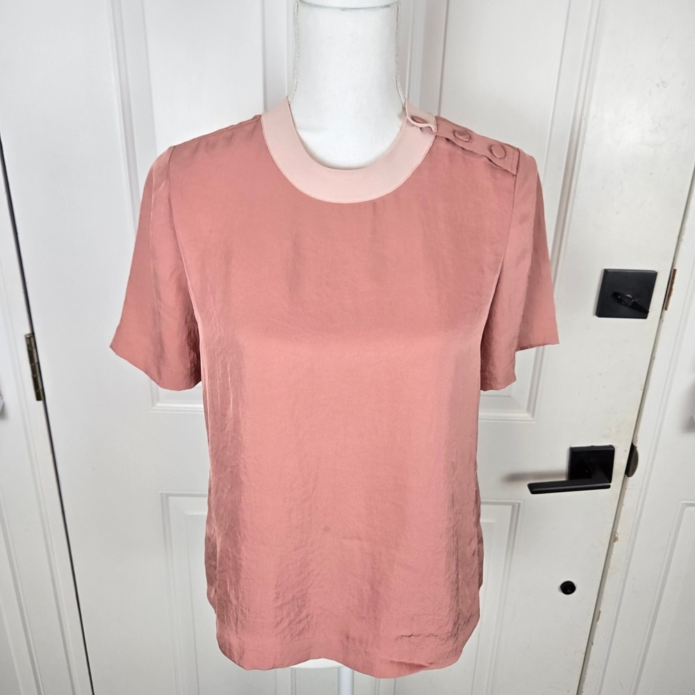 rag & bone New York Womens Top XS Pink Shoulder Button Classic Lightweight Crew